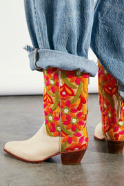 SELINA EMBROIDERED WESTERN BOOTS FLOWER EMBROIDERED - sustainably made MOMO NEW YORK sustainable clothing, boots slow fashion