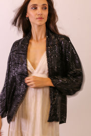 SEQUIN EMBROIDERED KIMONO MIDI - sustainably made MOMO NEW YORK sustainable clothing, new slow fashion