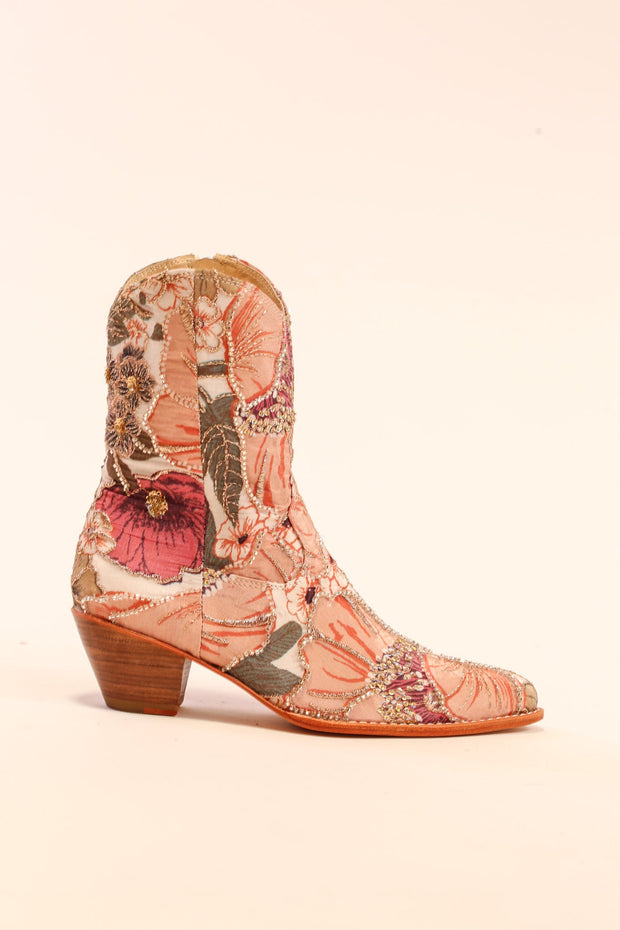 SEQUIN SILK EMBROIDERED BOOTS BALVE - sustainably made MOMO NEW YORK sustainable clothing, slow fashion