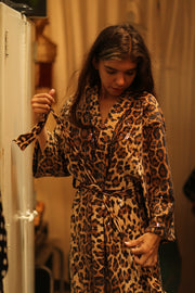 SHANIA SEQUINED LEO KIMONO - sustainably made MOMO NEW YORK sustainable clothing, kimono slow fashion
