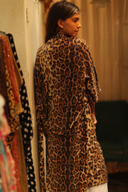 SHANIA SEQUINED LEO KIMONO - sustainably made MOMO NEW YORK sustainable clothing, kimono slow fashion