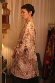 SHORT SILK EMBROIDERED KIMONO LINDA - sustainably made MOMO NEW YORK sustainable clothing, kimono slow fashion