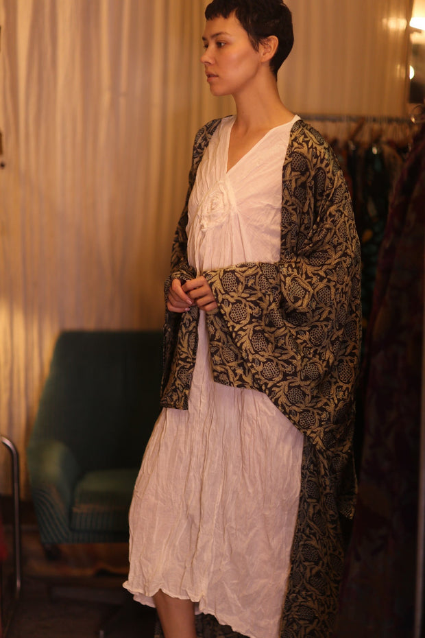 SIL WING KIMONO PINA CUSTARD APPLE YELLOW - sustainably made MOMO NEW YORK sustainable clothing, handmade slow fashion