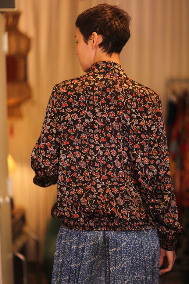 SILK BOMBER JACKET ANCHA TRIXIE - sustainably made MOMO NEW YORK sustainable clothing, coatandjacket slow fashion