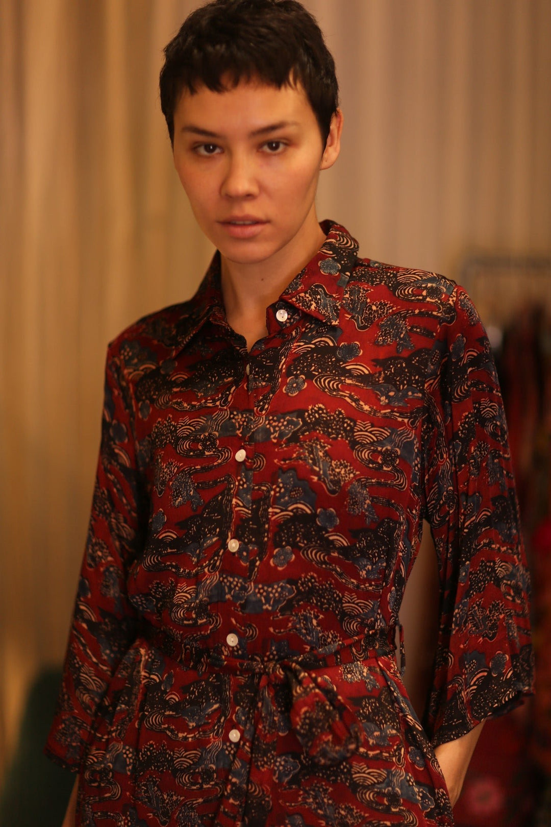 shirt silk dresses new york SILK BUTTON DOWN DRESS RUTH JADE, hand made - MOMO NEW YORK