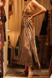 SILK DRESS HANNAH GREY PAINTER EDIT - sustainably made MOMO NEW YORK sustainable clothing, dress slow fashion