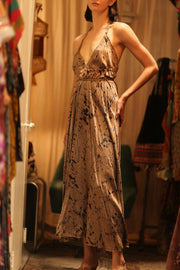 SILK DRESS HANNAH GREY PAINTER EDIT - sustainably made MOMO NEW YORK sustainable clothing, dress slow fashion