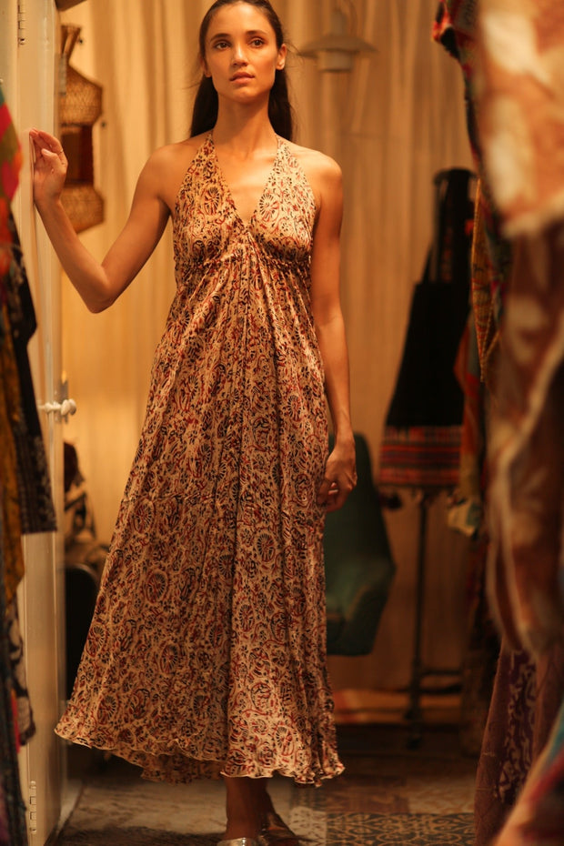 SILK DRESS HANNAH INDIAN SUMMER - sustainably made MOMO NEW YORK sustainable clothing, Boho Chic Dress slow fashion