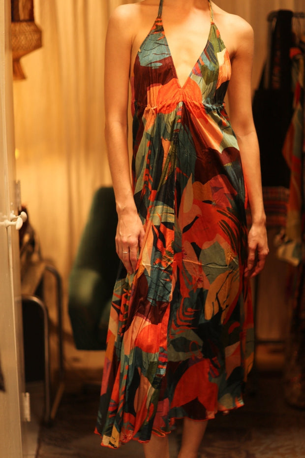 SILK DRESS HANNAH JUNGLE FEVER - sustainably made MOMO NEW YORK sustainable clothing, dress slow fashion