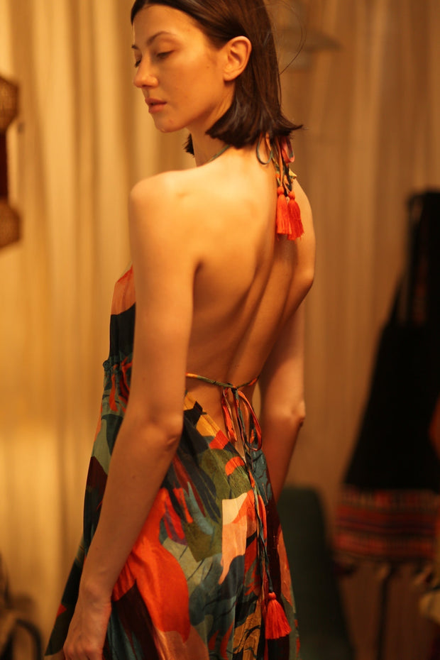 SILK DRESS HANNAH JUNGLE FEVER - sustainably made MOMO NEW YORK sustainable clothing, dress slow fashion