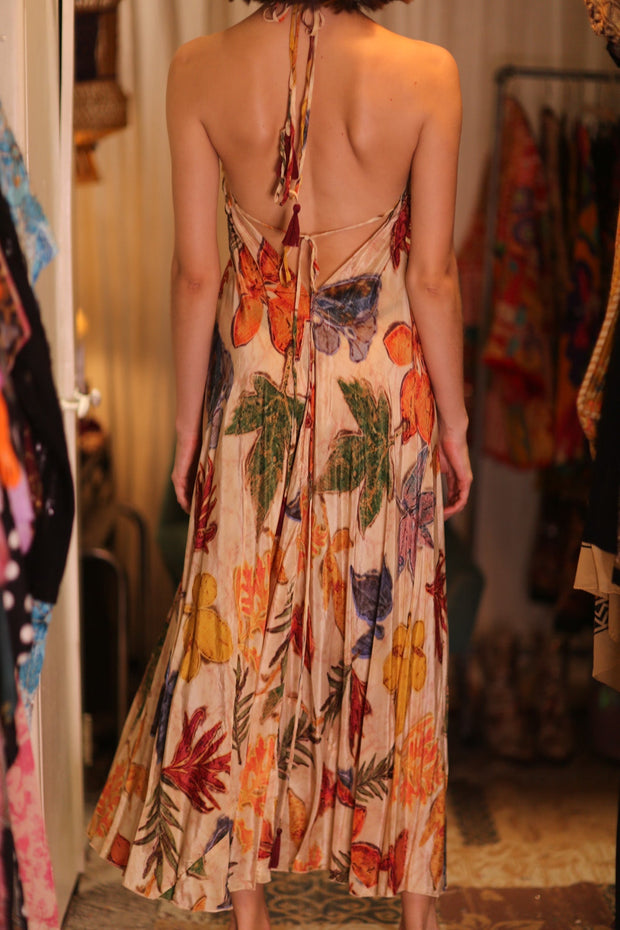 SILK DRESS HANNAH LEAF PRINT - sustainably made MOMO NEW YORK sustainable clothing, slow fashion