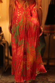 SILK DRESS HANNAH PINK JUNGLE - sustainably made MOMO NEW YORK sustainable clothing, dress slow fashion