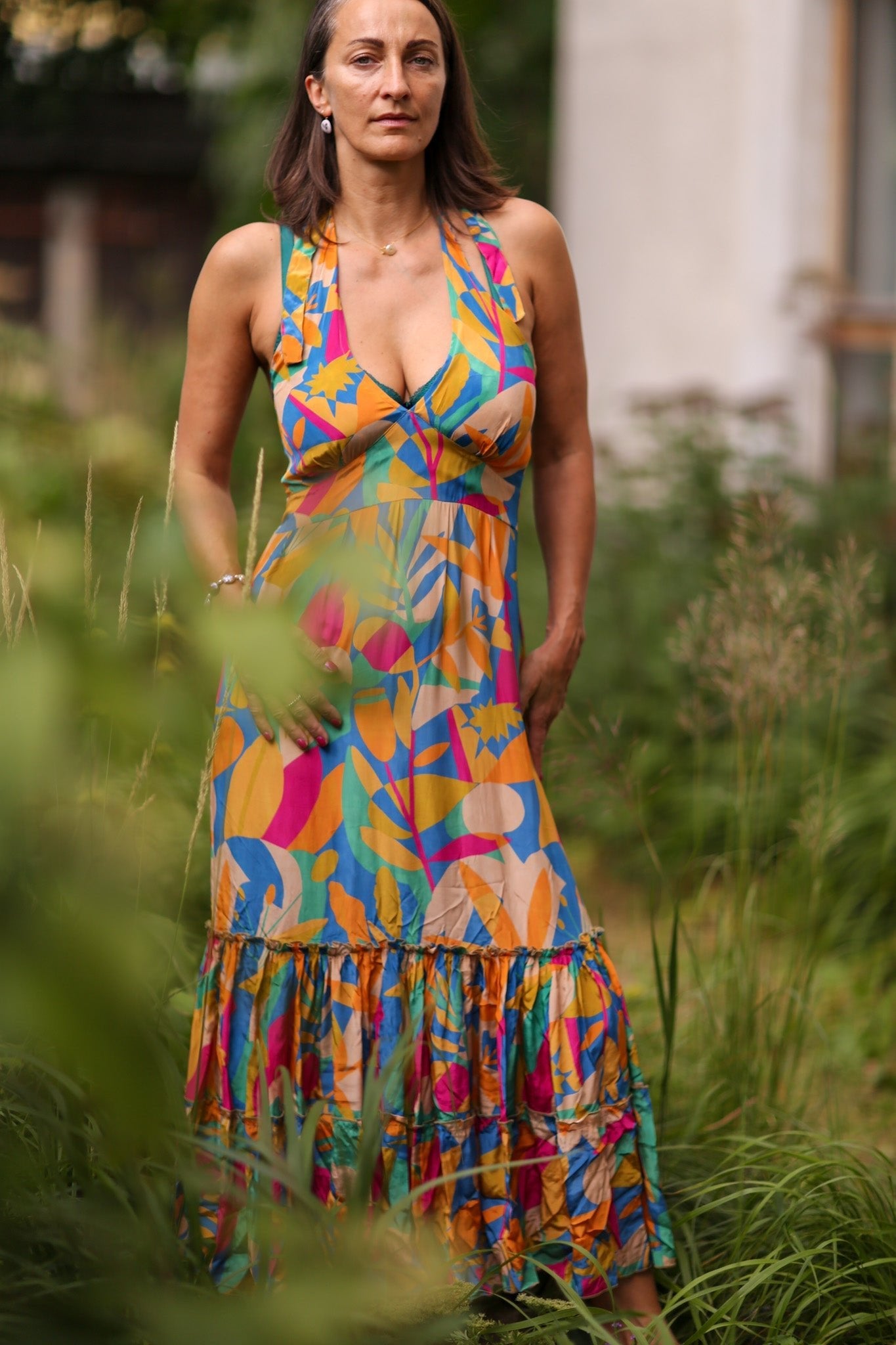 SILK DRESS MAHARA, hand made - MOMO NEW YORK - sustainable fashion