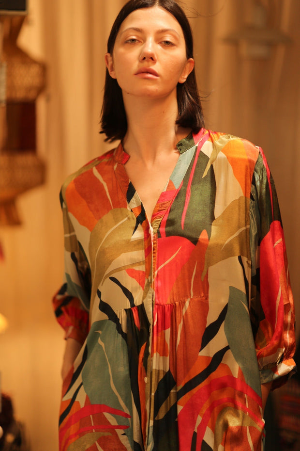 SILK DRESS SUSIE BALI NIGHTS, hand made - MOMO NEW YORK SILK DRESS SUSIE BALI NIGHTS, hand made - MOMO NEW YORK