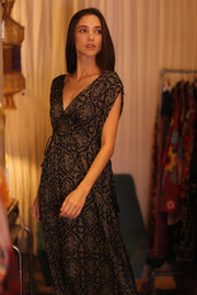 SILK DRESS VICTORIA BROWNY - sustainably made MOMO NEW YORK sustainable clothing, bestseller slow fashion