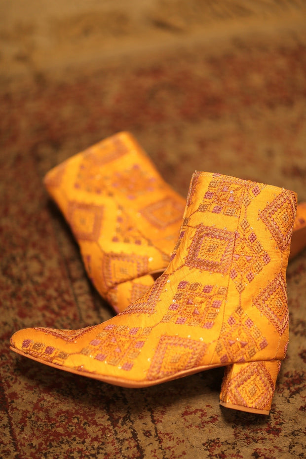 SILK EMBROIDERED BOOTS KINDRA - sustainably made MOMO NEW YORK sustainable clothing, boots slow fashion