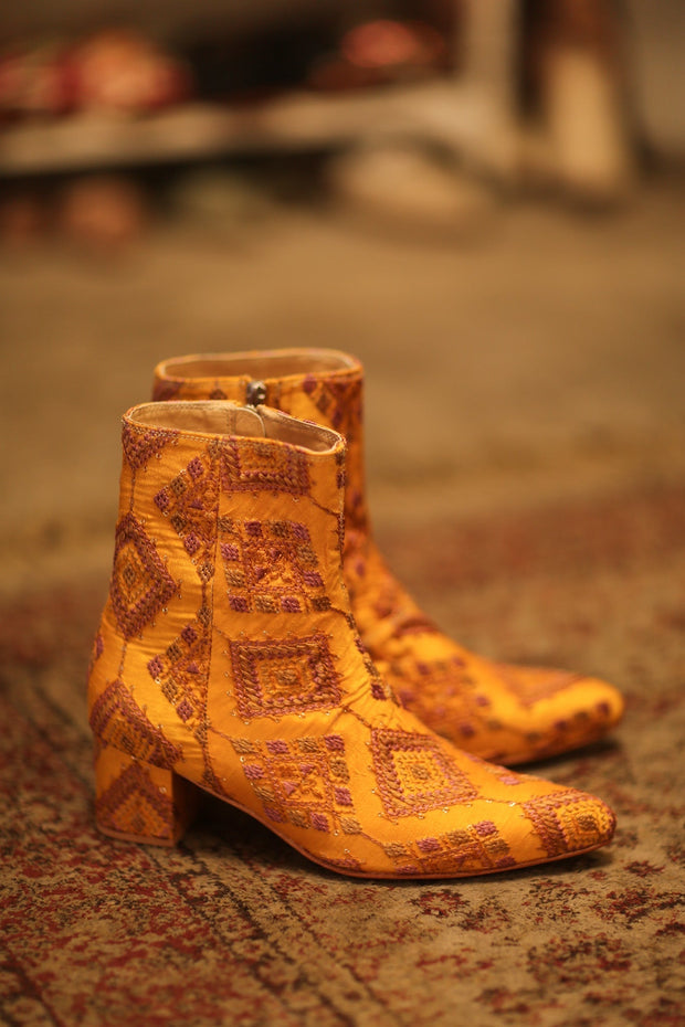 SILK EMBROIDERED BOOTS KINDRA - sustainably made MOMO NEW YORK sustainable clothing, boots slow fashion