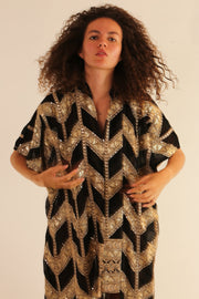 SILK EMBROIDERED KIMONO LOPE - sustainably made MOMO NEW YORK sustainable clothing, kimono slow fashion