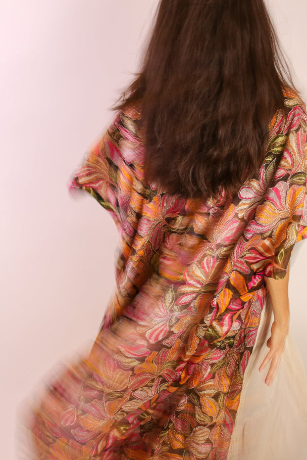 SILK EMBROIDERED KIMONO MAE - sustainably made MOMO NEW YORK sustainable clothing, slow fashion