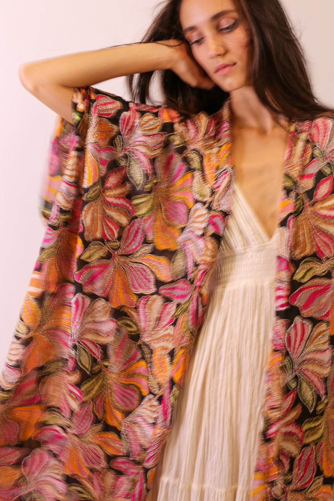 SILK EMBROIDERED KIMONO MAE, hand made - MOMO NEW YORK - sustaina... SILK EMBROIDERED KIMONO MAE, hand made - MOMO NEW YORK - sustaina...