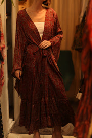 SILK HAND BLOCK PRINT KIMONO PINA BOENZA - sustainably made MOMO NEW YORK sustainable clothing, Kimono slow fashion