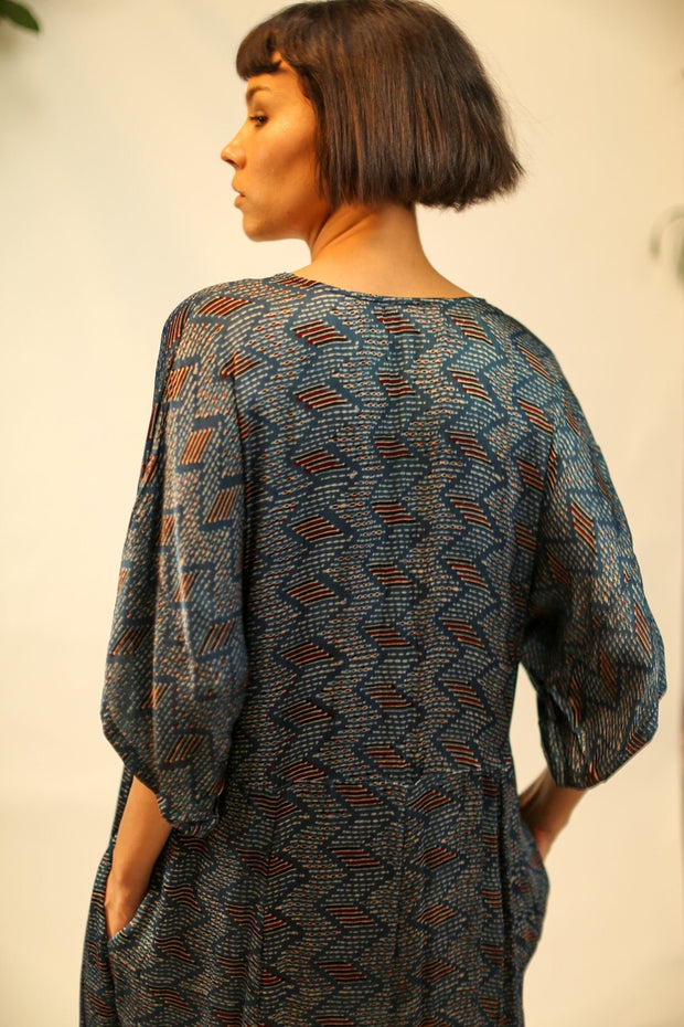 SILK KAFTAN DRESS LIA - sustainably made MOMO NEW YORK sustainable clothing, kaftan slow fashion