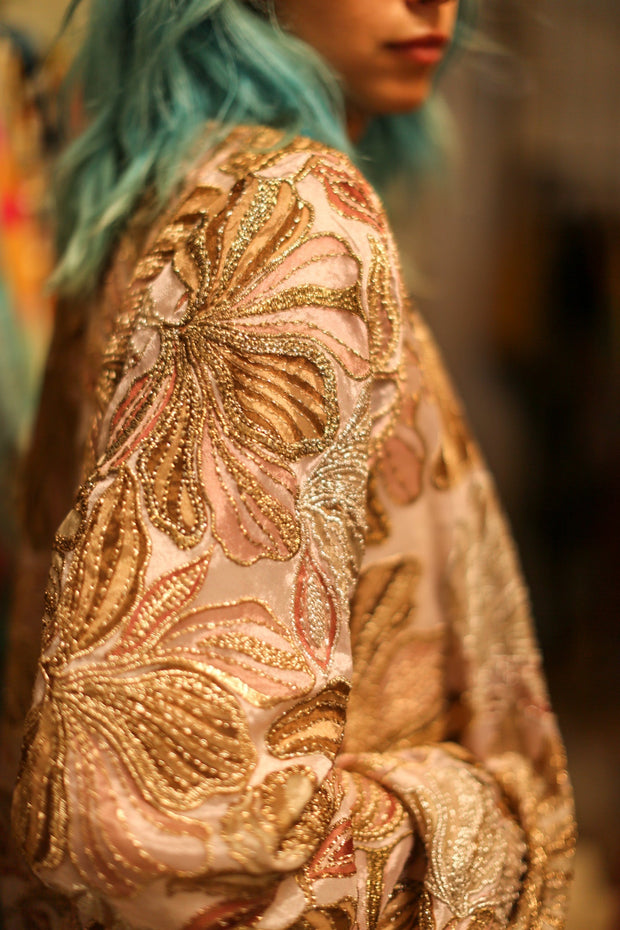 SILK SEQUIN EMBROIDERED BOMBER JACKET JUDE - sustainably made MOMO NEW YORK sustainable clothing, bestseller slow fashion