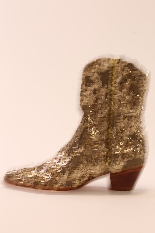 SILK SEQUIN EMBROIDERED BOOTS LOREN - sustainably made MOMO NEW YORK sustainable clothing, slow fashion