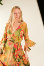 SILK WRAP DRESS KIMONO ISARA - sustainably made MOMO NEW YORK sustainable clothing, new slow fashion