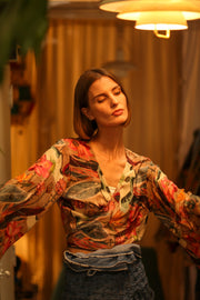 SILK WRAP TOP AURELIA LOTUS - sustainably made MOMO NEW YORK sustainable clothing, new slow fashion