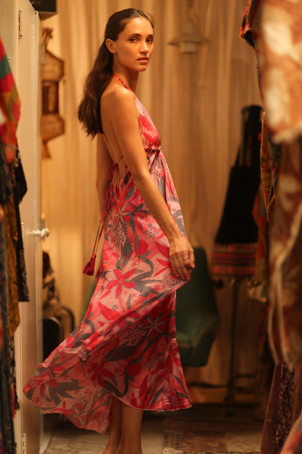 SUMMER STRAP DRESS HANNAH PINK DREAM EDIT - sustainably made MOMO NEW YORK sustainable clothing, Boho Chic Dress slow fashion