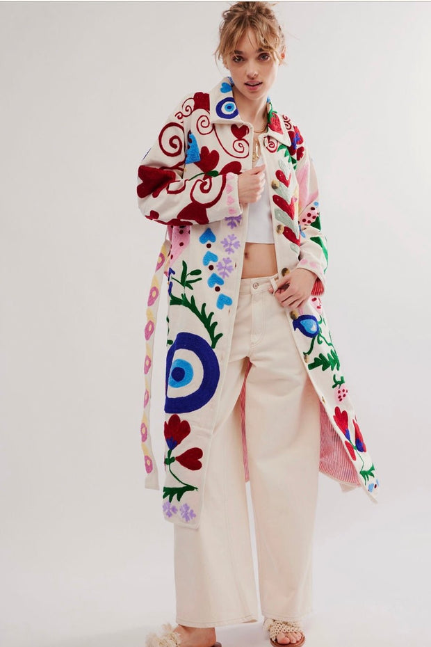 SUZANI COAT ROSE LIZAE - sustainably made MOMO NEW YORK sustainable clothing, slow fashion