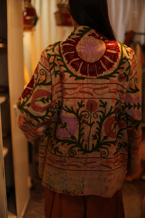 SUZANI EMBROIDERED KIMONO JAYKE - sustainably made MOMO NEW YORK sustainable clothing, slow fashion