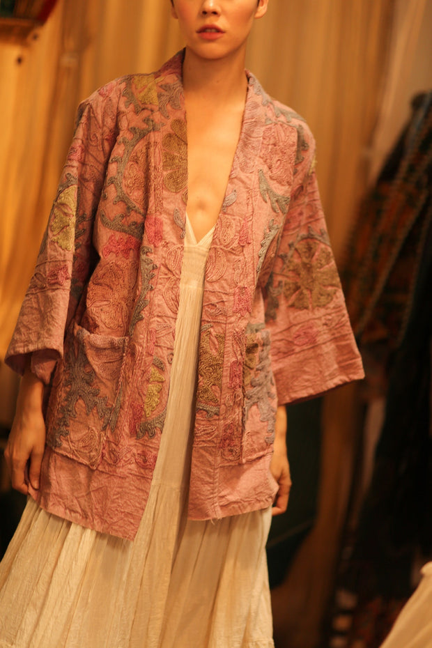 SUZANI SHORT KIMONO MONTY PINK ASSORTED - sustainably made MOMO NEW YORK sustainable clothing, coatandjacket slow fashion
