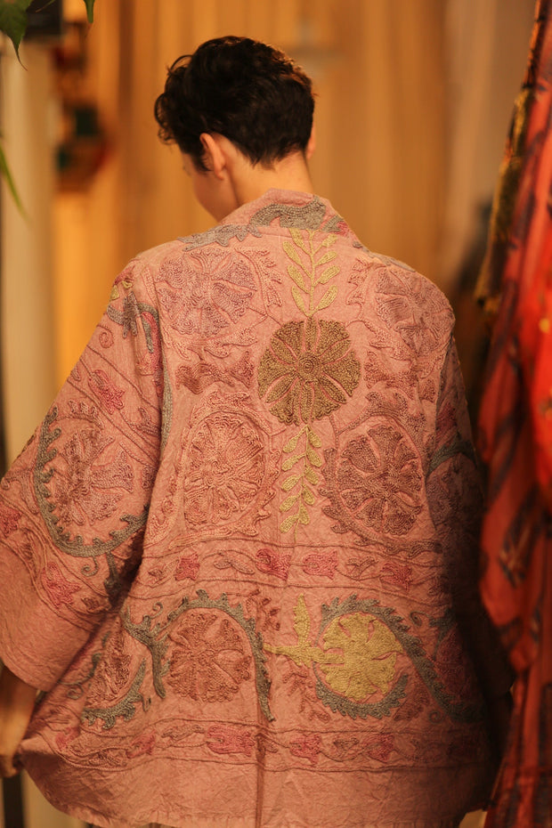 SUZANI SHORT KIMONO MONTY PINK ASSORTED - sustainably made MOMO NEW YORK sustainable clothing, coatandjacket slow fashion
