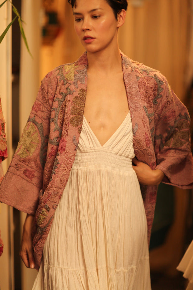 SUZANI SHORT KIMONO MONTY PINK ASSORTED - sustainably made MOMO NEW YORK sustainable clothing, coatandjacket slow fashion