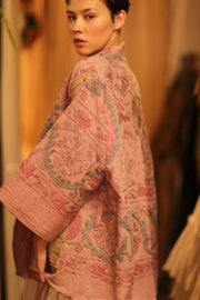 SUZANI SHORT KIMONO MONTY PINK ASSORTED - sustainably made MOMO NEW YORK sustainable clothing, coatandjacket slow fashion