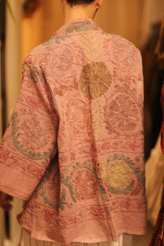 SUZANI SHORT KIMONO MONTY PINK ASSORTED - sustainably made MOMO NEW YORK sustainable clothing, coatandjacket slow fashion