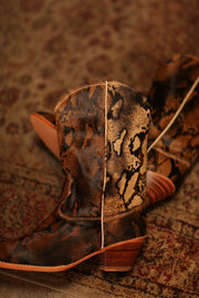 TAN ANIMAL PRINT WESTERN BOOTS - sustainably made MOMO NEW YORK sustainable clothing, boots slow fashion