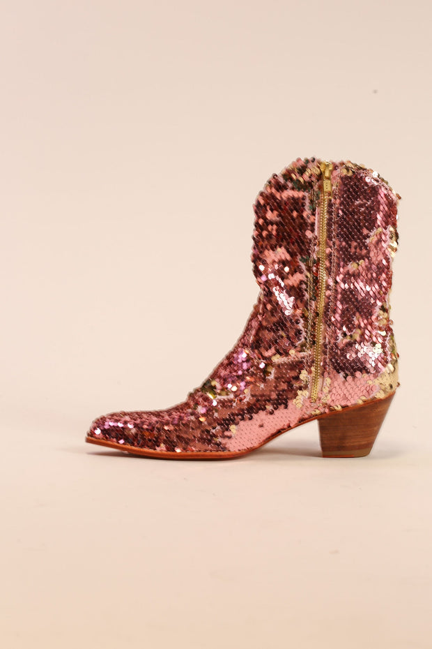 TWO TONE SEQUIN BOOTS TAHSI - sustainably made MOMO NEW YORK sustainable clothing, slow fashion