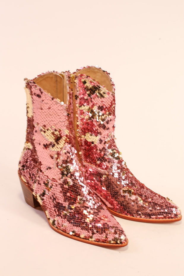 TWO TONE SEQUIN BOOTS TAHSI - sustainably made MOMO NEW YORK sustainable clothing, slow fashion