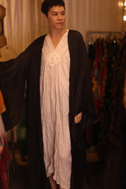 WING KIMONO PINA SOLID BLACK - sustainably made MOMO NEW YORK sustainable clothing, handmade slow fashion