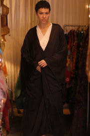 WING KIMONO PINA SOLID BLACK - sustainably made MOMO NEW YORK sustainable clothing, handmade slow fashion