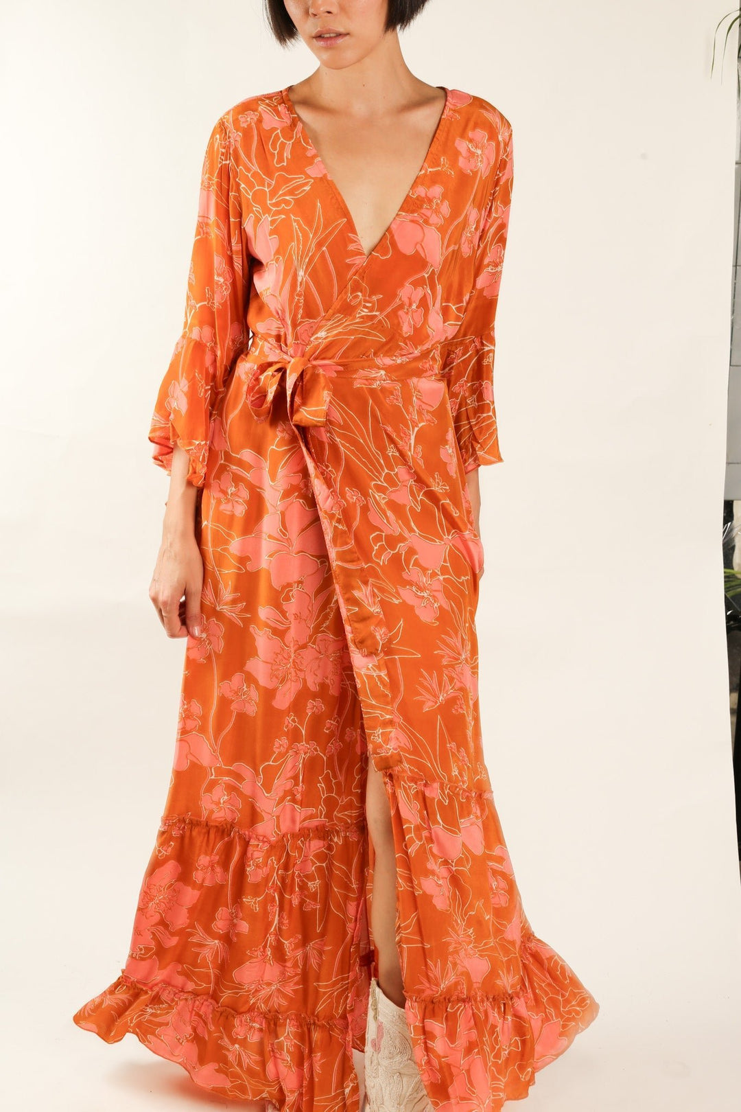 WRAP SILK DRESS KIMONO DAGMARA, hand made - MOMO NEW YORK