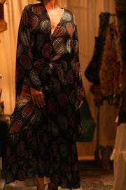 XL WING KIMONO PINA BLACK CIRCLE - sustainably made MOMO NEW YORK sustainable clothing, kimono slow fashion