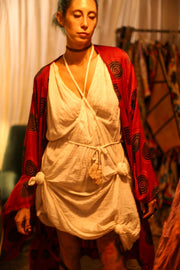 XL WING SILK KIMONO PINA RED CRICLE - sustainably made MOMO NEW YORK sustainable clothing, bestseller slow fashion