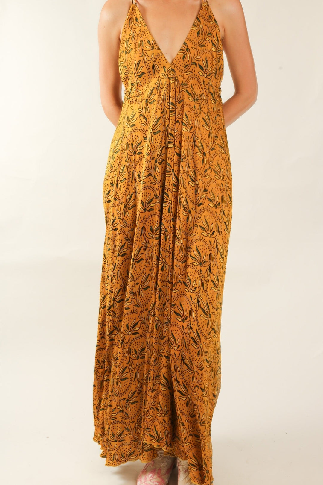 strapless open back dress YELLOW SILK OPEN BACK SHOULDER DRESS FRANKIS, hand made