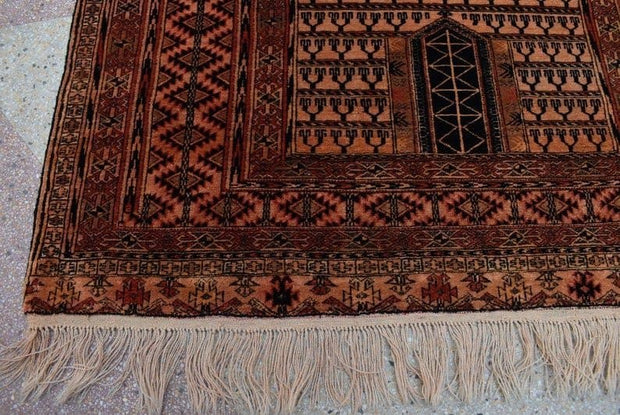 5.4 x 4.3 Ft,Vintage Camel Wool Famous Hatchulu Parda Turkoman Rug,Handmade Oriental Rug,Turkmen Afghan rug - sustainably made MOMO NEW YORK sustainable clothing, rug slow fashion