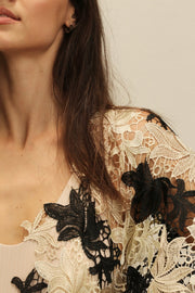 ACANTHA FLOWER LACE KIMONO - sustainably made MOMO NEW YORK sustainable clothing, Embroidered Kimono slow fashion