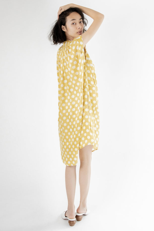 Amanda Modal Silk Polka Dot Dress - sustainably made MOMO NEW YORK sustainable clothing, cotton slow fashion